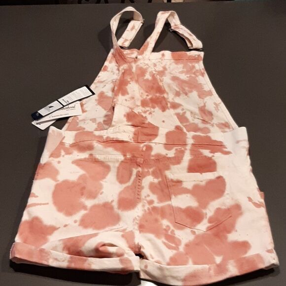 Planet Motherhood Coral Tie Dye Bib Short Overalls - Picture 5 of 11